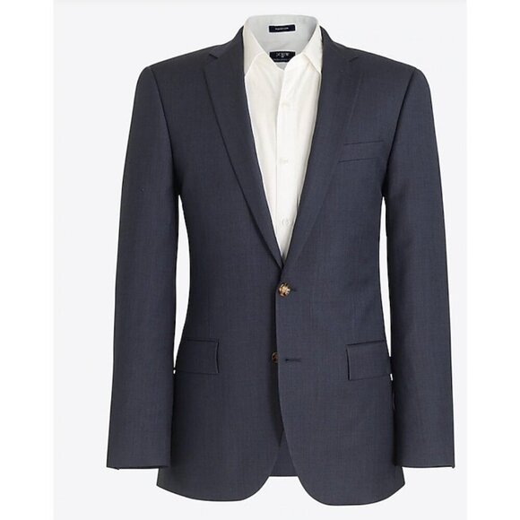 Mens $498 Slim Thompson Suit Jacket Worsted Wool Navy Size